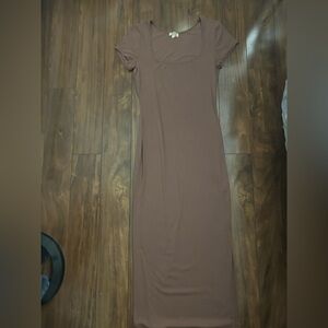 Women's Brown Short-Sleeve Bodycon Dress